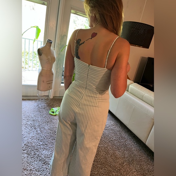 GIANNI BINI Striped Light Green Jumpsuit - Picture 3 of 4